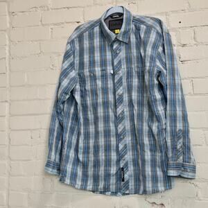 Gorpcore Cabela's No Fly Zone Insect Defense Vented Shirt Men's L, Blue Plaid